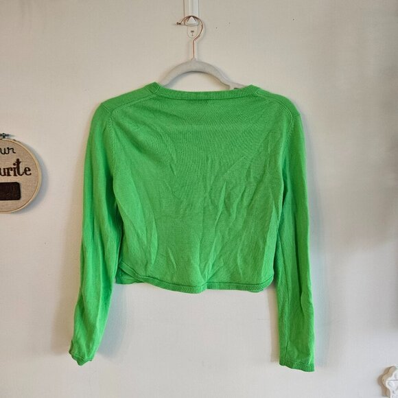 Aritzia Merino Wool Lime Green Long Sleeve Cropped Sweater - Picture 2 of 4